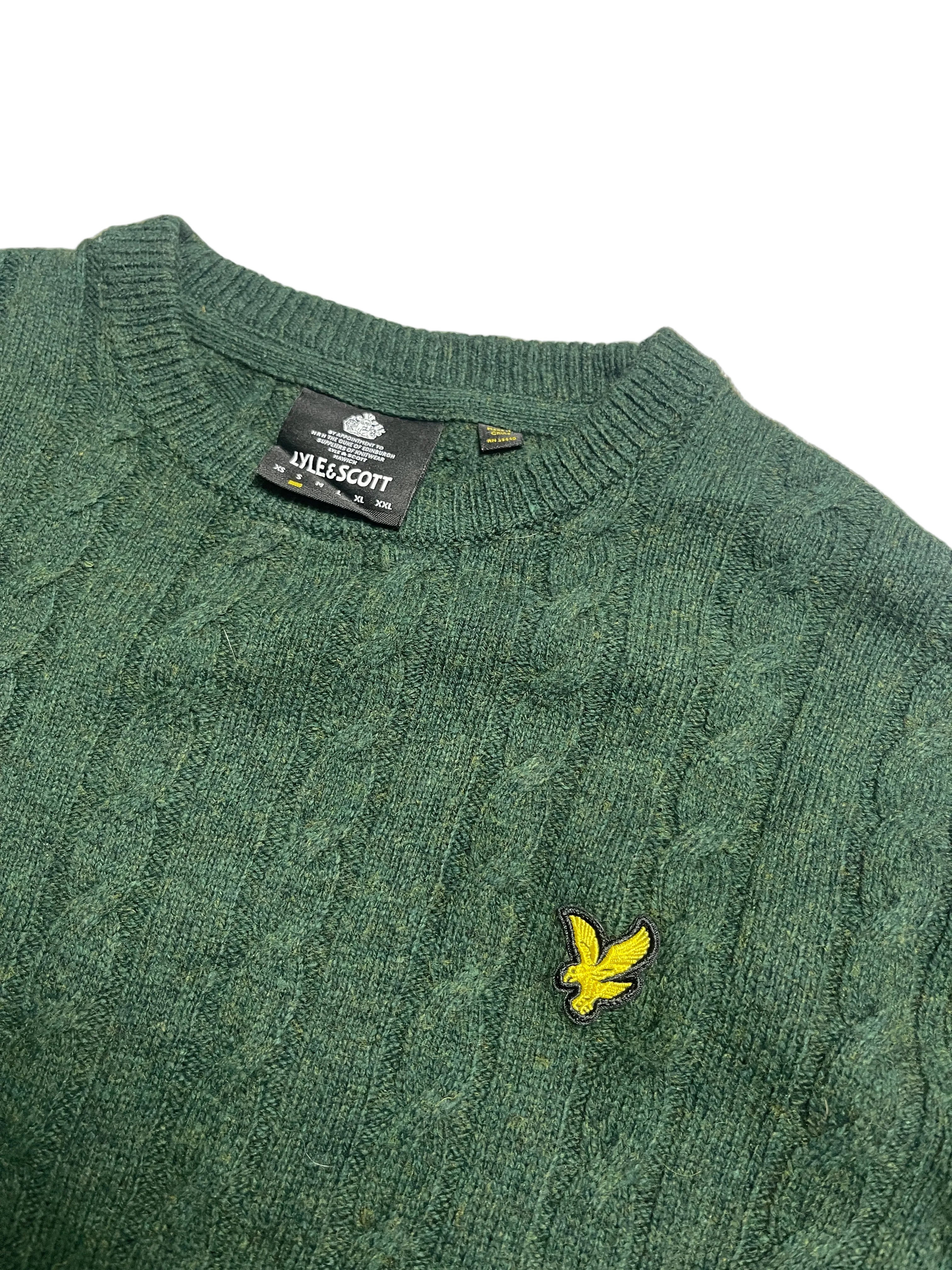 Vintage Lyle & Scott Zopfstrickpullover (S)